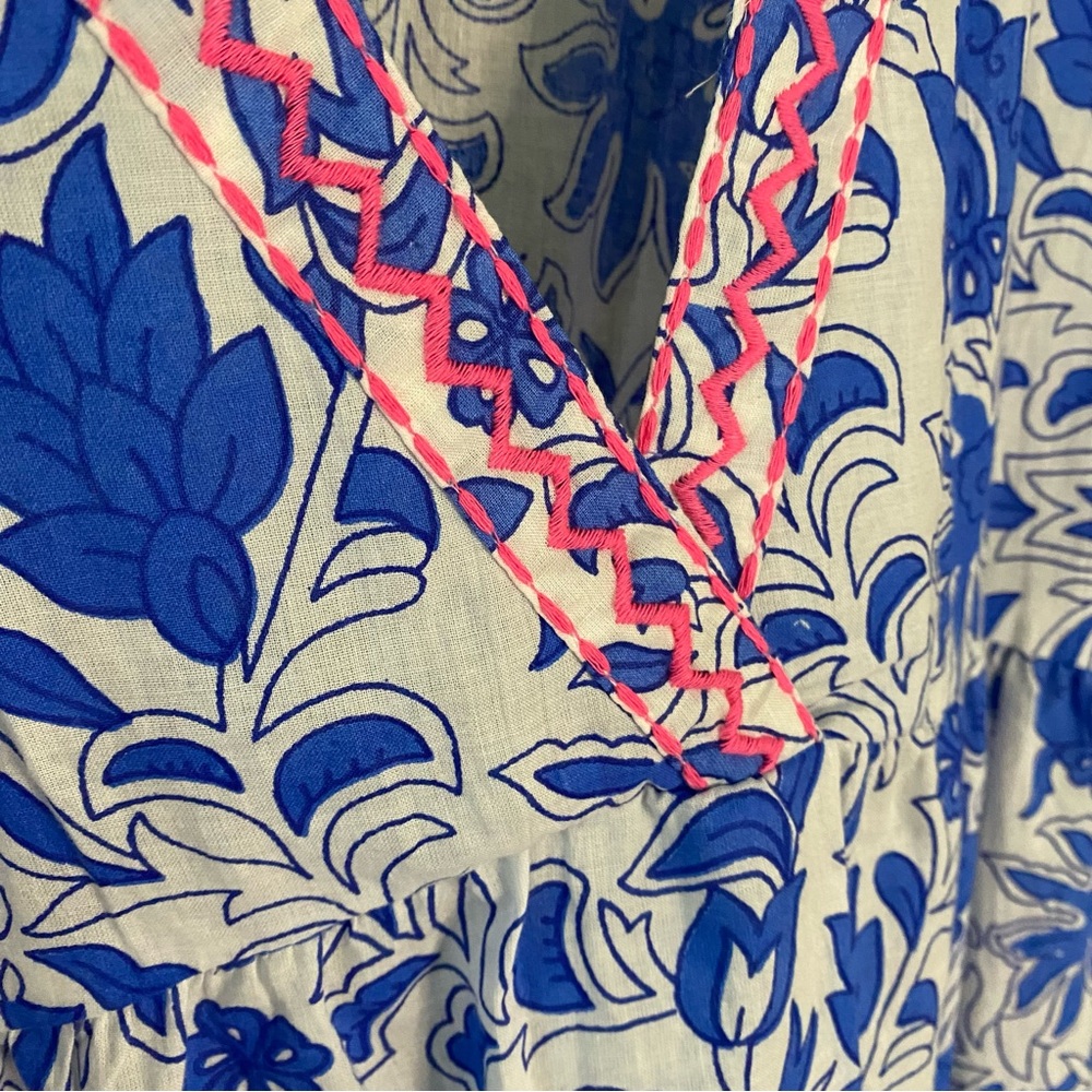 DEBBIE KATZ Floral Blue Maxi Dress/Beach Coverup - Picture 4 of 12